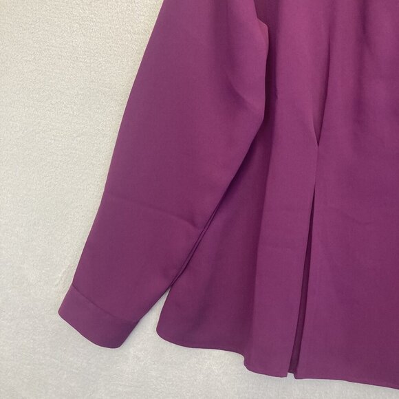 J Jill Pleated Lightweight Blazer‎ Blouse Large Tall Purple Wearever Button Top - Picture 6 of 12
